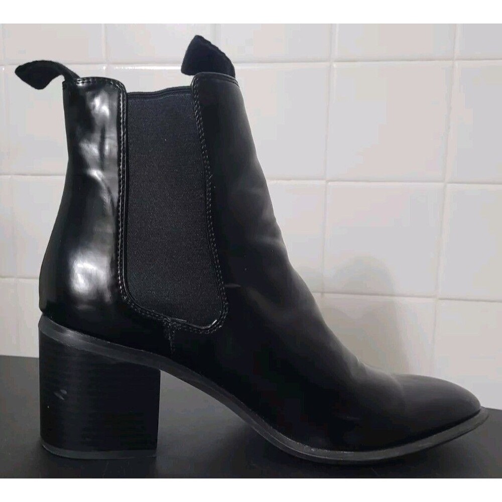Free People X Farylrobin Black Vegan Midtown Heel Boot Size 9M Festival Boho